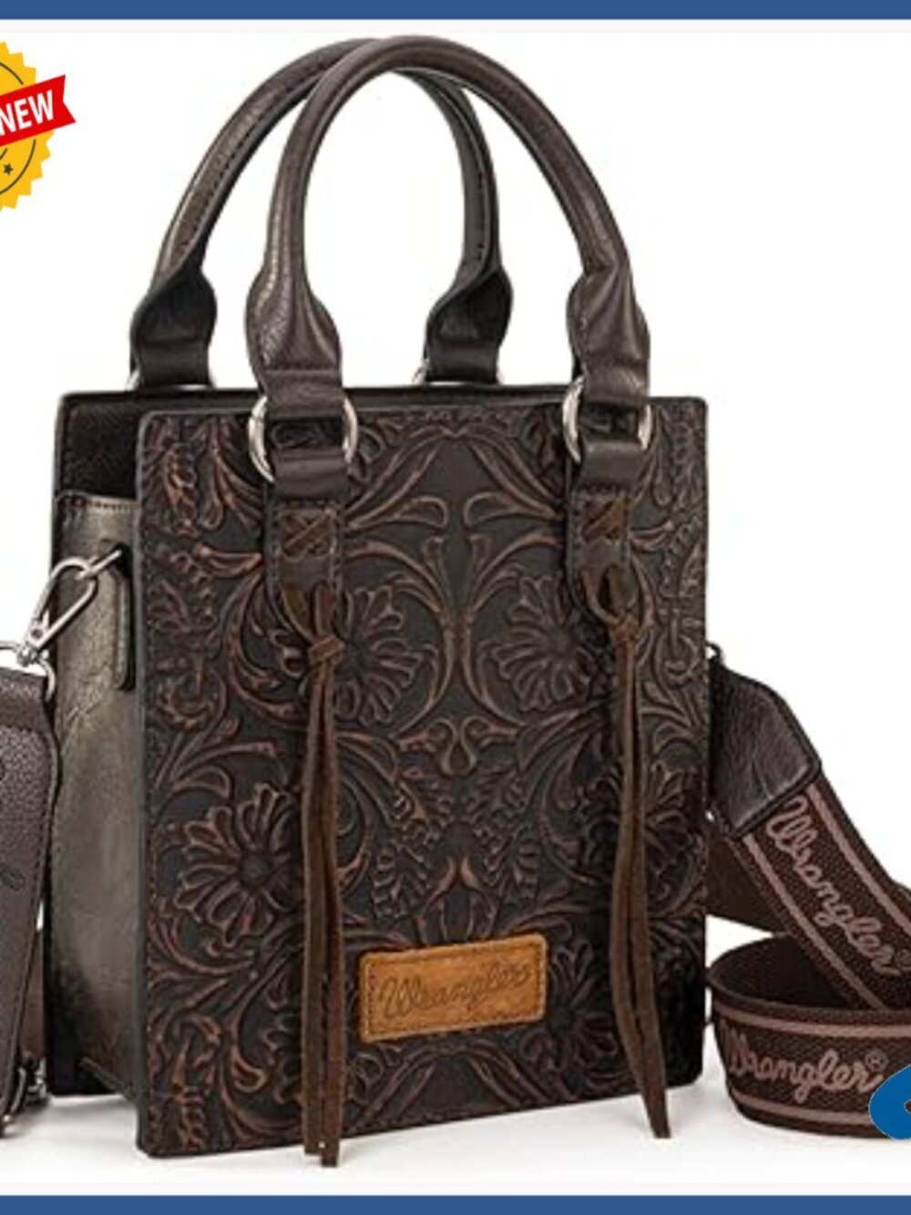 Western Fringe Crossbody Purse with Top Handle, 7.8x8.6x3 Inches